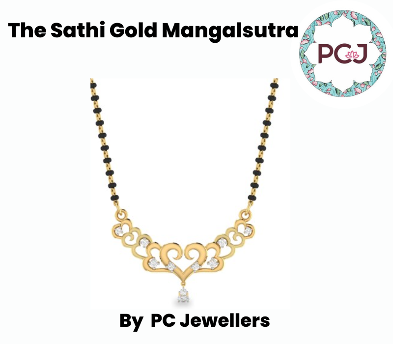 Beautiful Heart Pendant Sathi Gold Mangalsutra By PC Jeweller