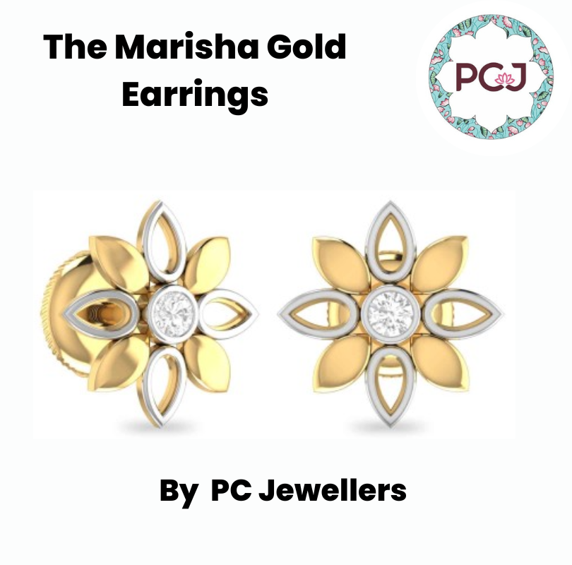 Beautiful Marisha Gold Tops Earring By PC Jeweller