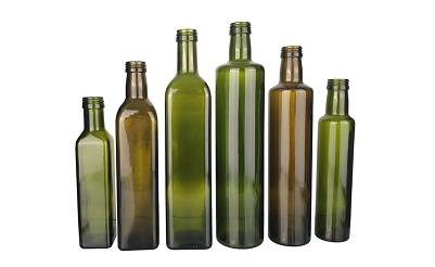 Dark glass olive oil bottles