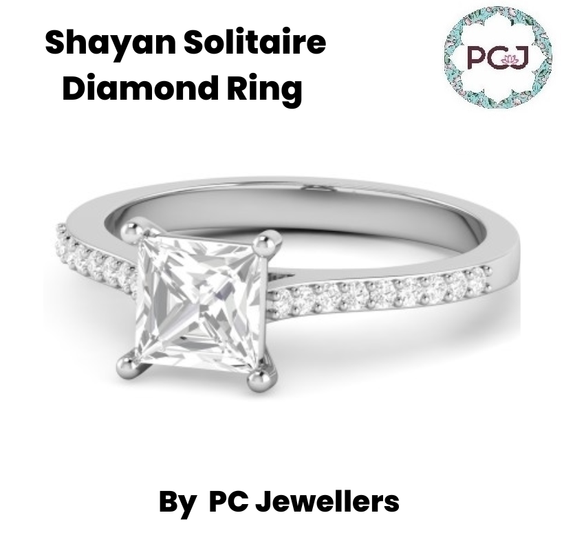 White Gold Shayan Solitaire Diamond Ring By PC Jeweller