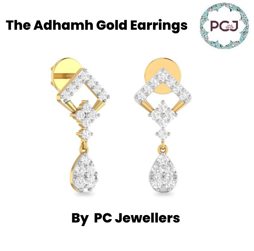 Buy Adhamh Gold Drop Earrings By PC Jeweller