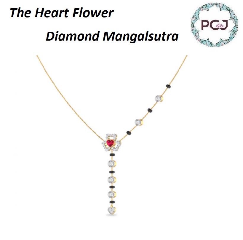 The Heart Flower Diamond Mangalsutra By PC Jeweller