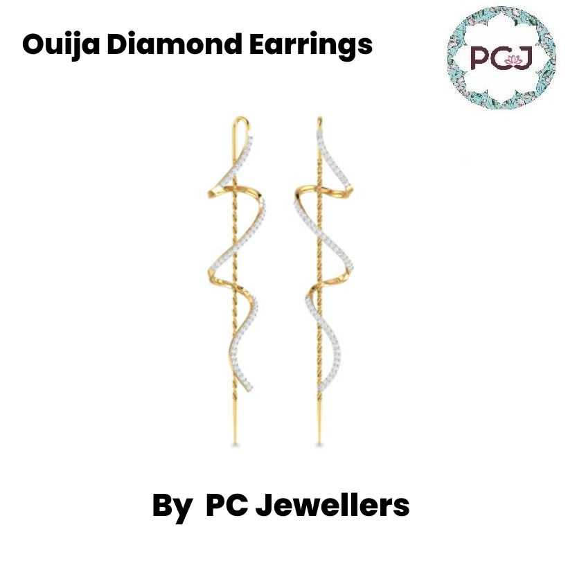 Stylish Ouija Diamond Earrings From PC Jeweller