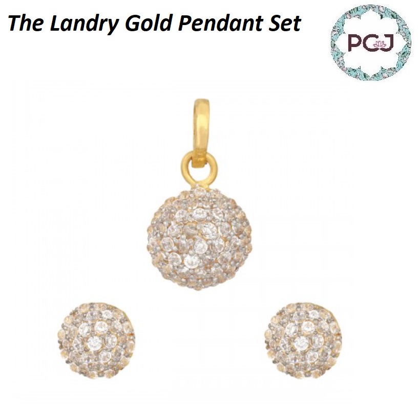 Buy Landry Gold Diamond Pendant Set By PC Jeweller