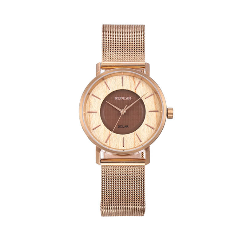 STAINLESS STEEL SOLAR POWER ROSE GOLD WATCH FOR LADIES