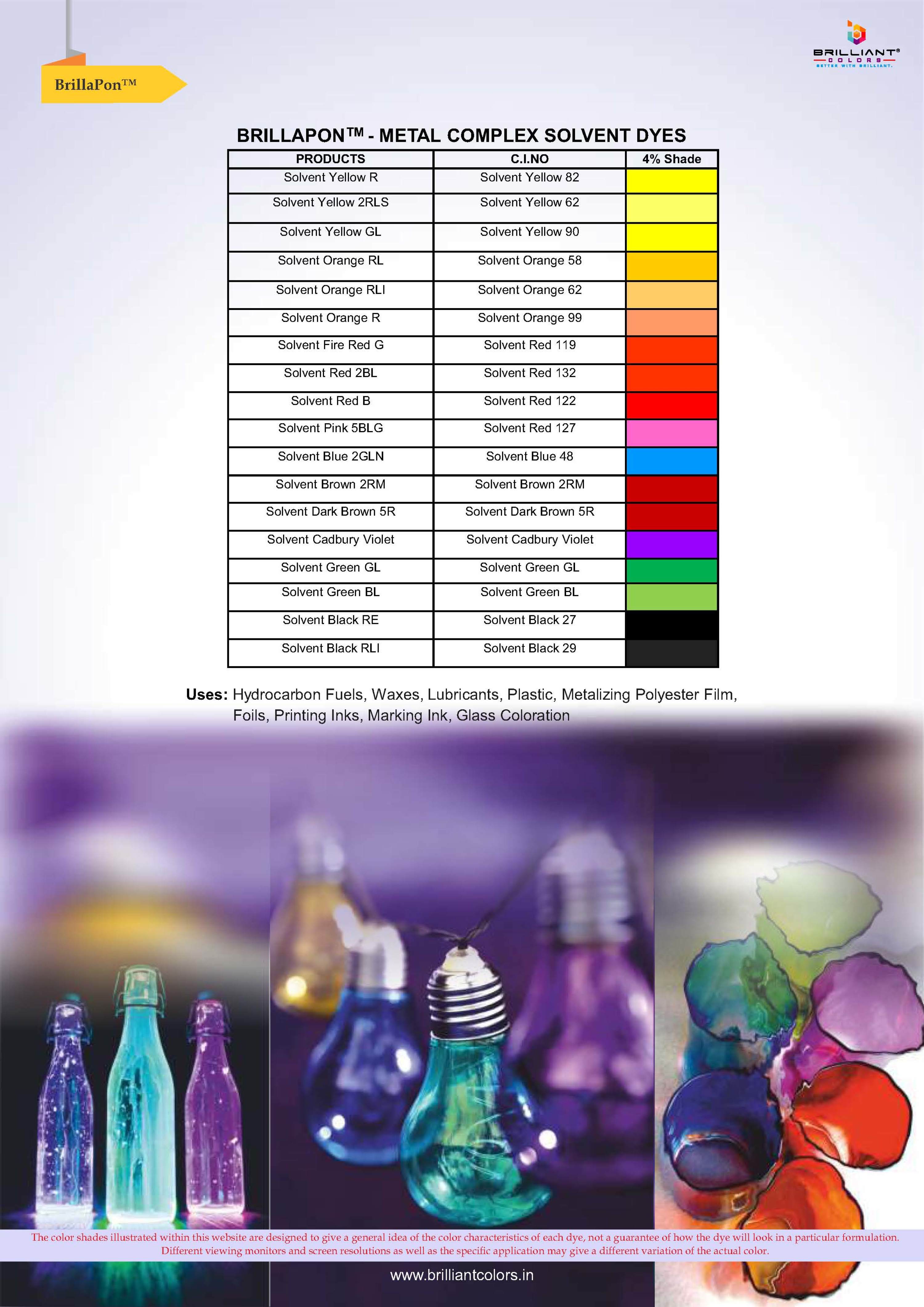 Metal Complex Solvent Dyes, Solvent Dyes