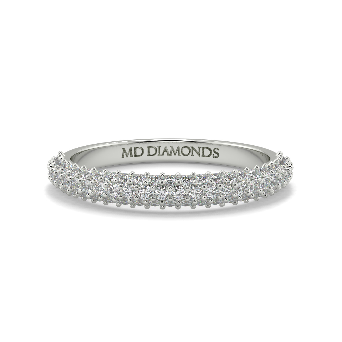 Round Pave Set Diamond Eternity Wedding Band