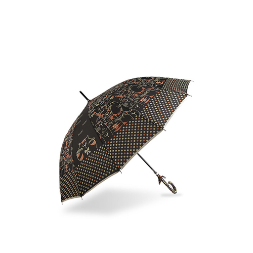 Double Style Cat And Polka Dot Pongee With Coated Straight umbrella-0E6B0118