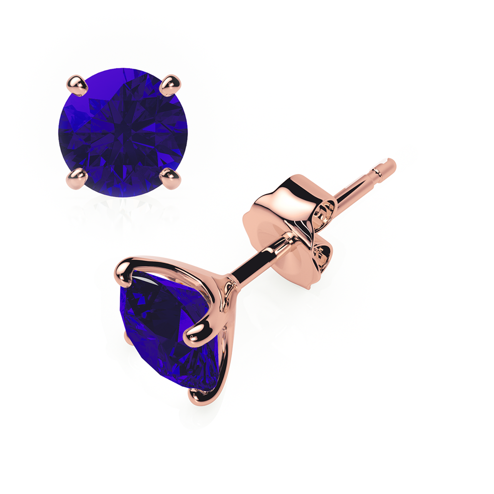 Sapphire Earrings 0.20 CTW Studs 4 CLAW 18K Rose Gold – Butterfly