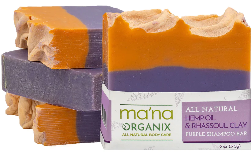 Buy Natural Hemp Oil & Rhassoul Clay Purple Shampoo Bar