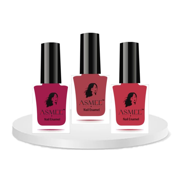 Asmee Combo Premium Nailpolish Lotus Pink + Maple Leaves + Pearl Pink