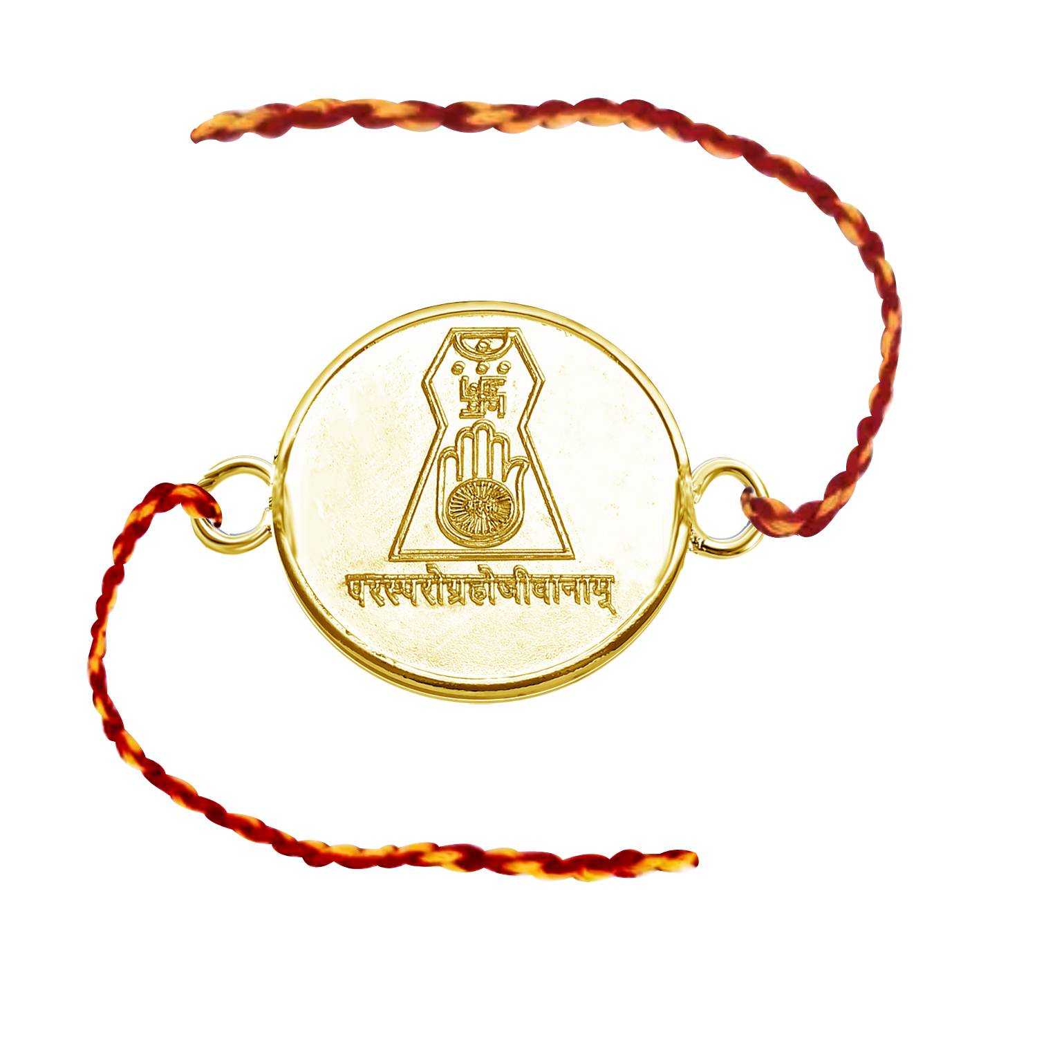 Jain Symbol Gold Plated Moli Rakhi (Pack of 5)