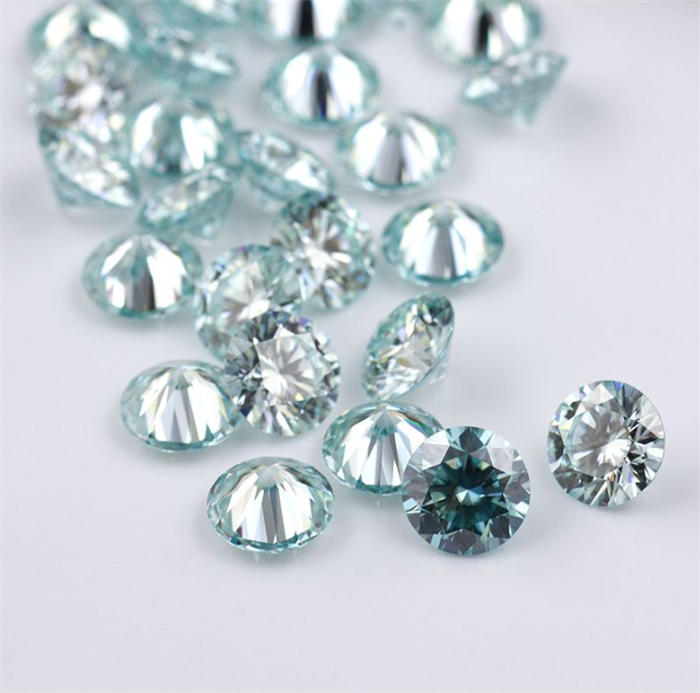 Blue Color Round Brilliant Cut Moissanite