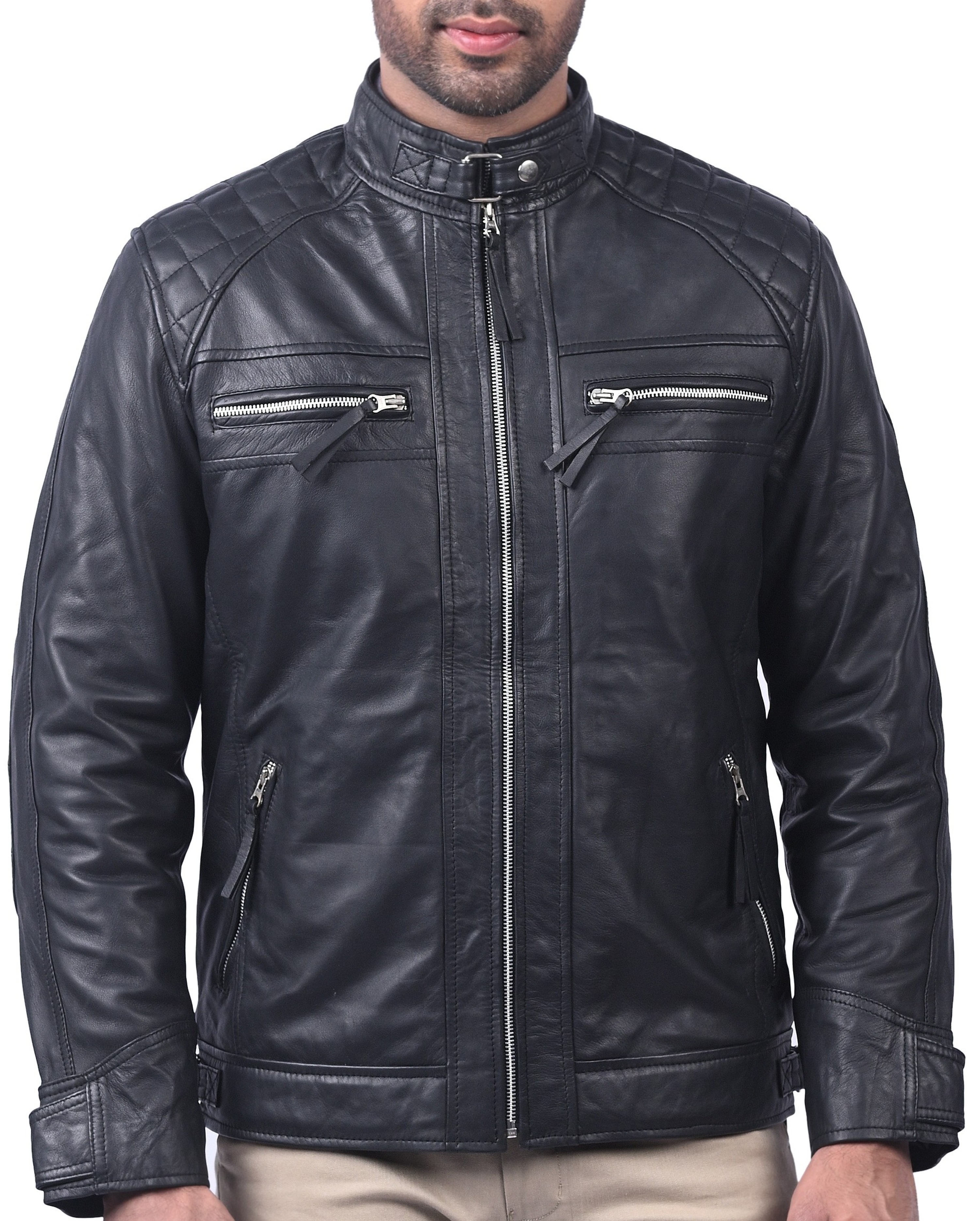 Strabane Men’s Black Biker Racing Jacket