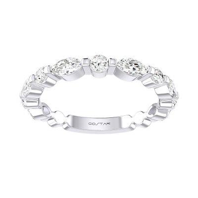 14k White Gold .75ctw Marquise and Round Diamond Band