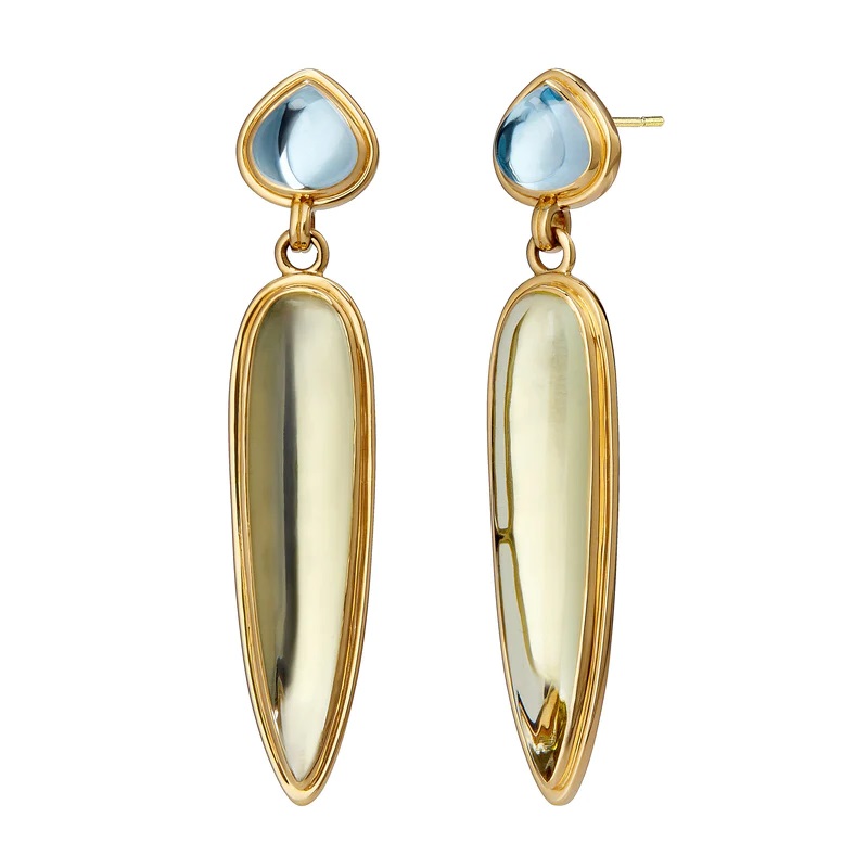 Mogul Blue Topaz & Lemon Quartz Earrings