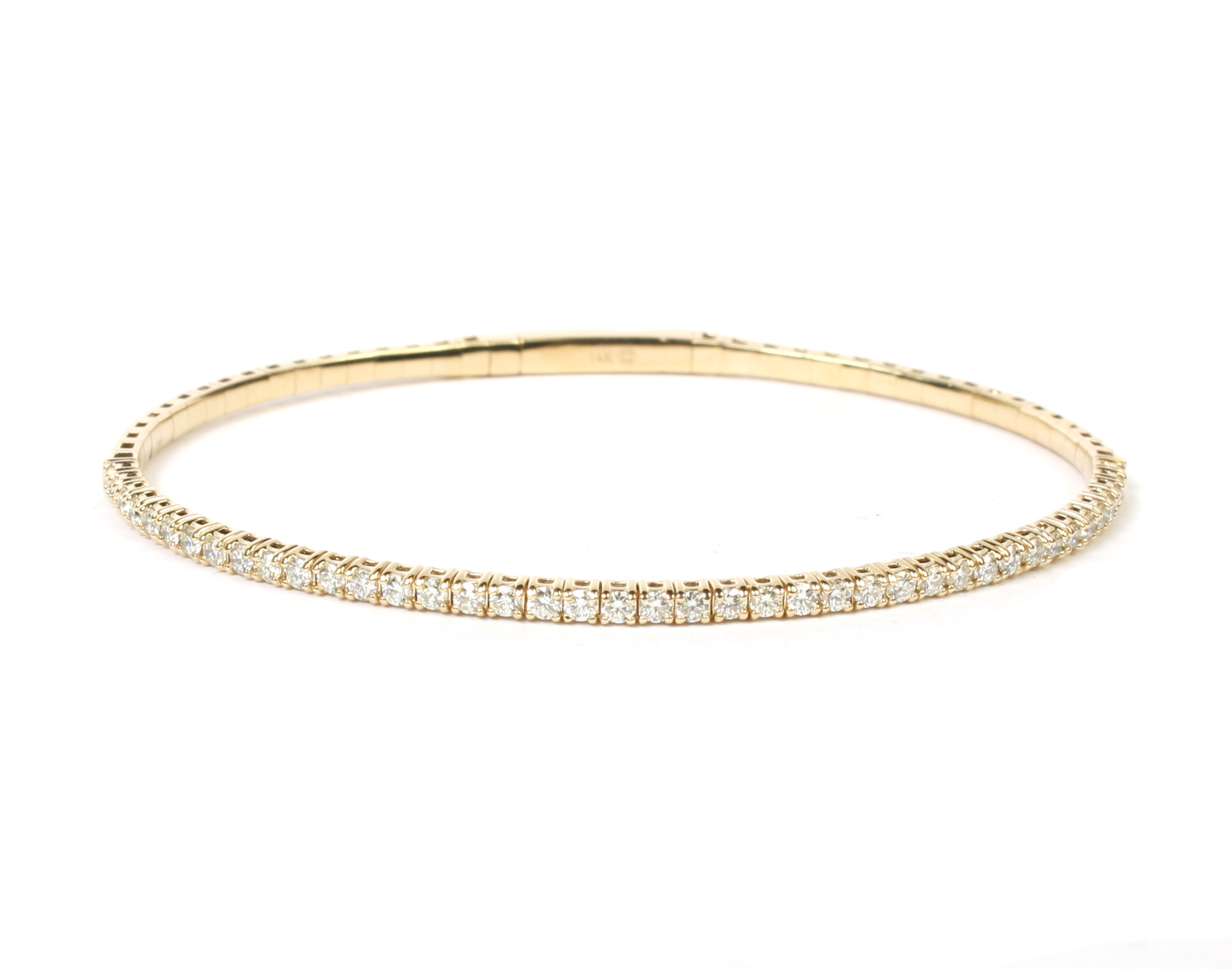 14k Yellow Gold Diamond Flex Bangle Bracelet