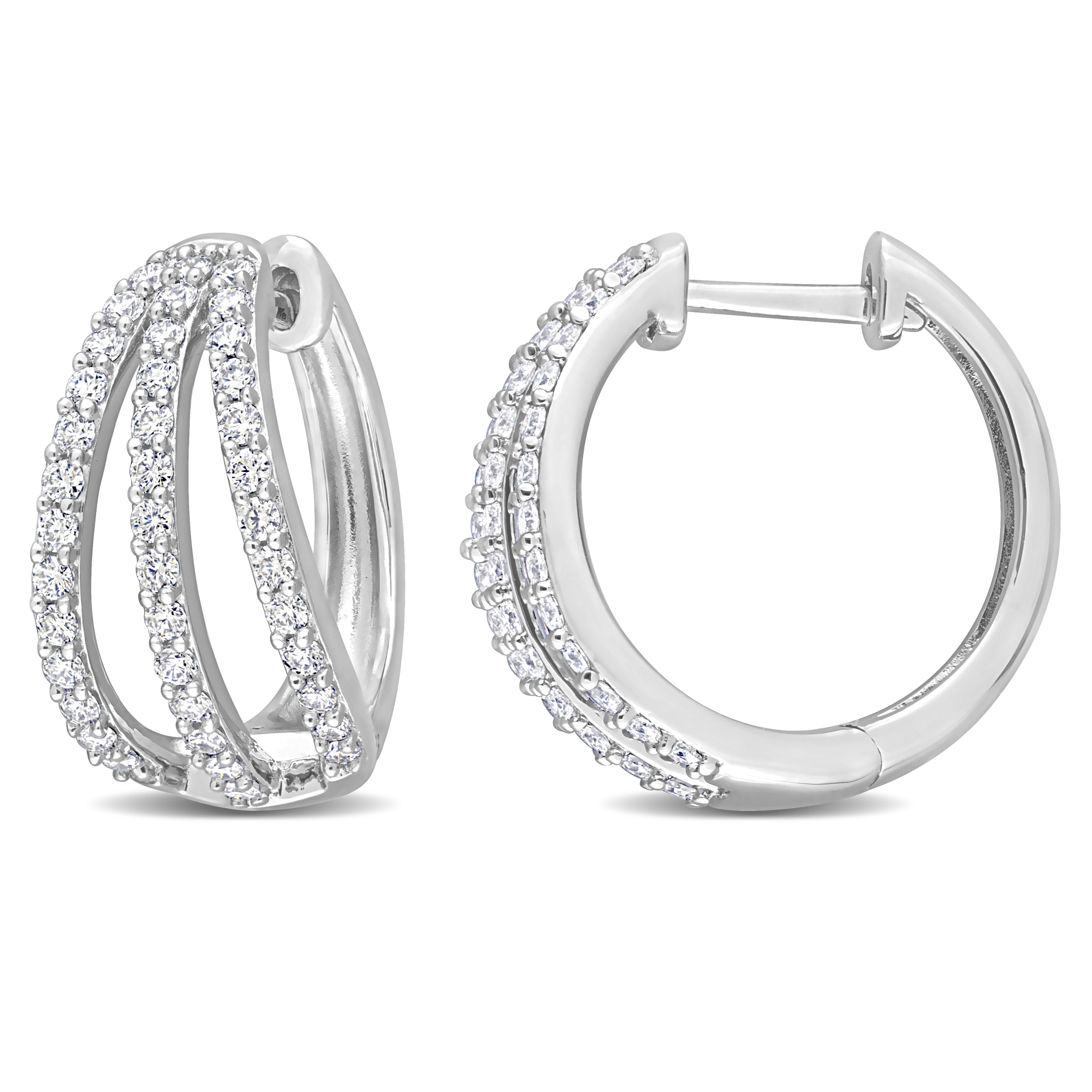 Created Moissanite 9.4 Mm Hoop Earrings in Sterling Silver