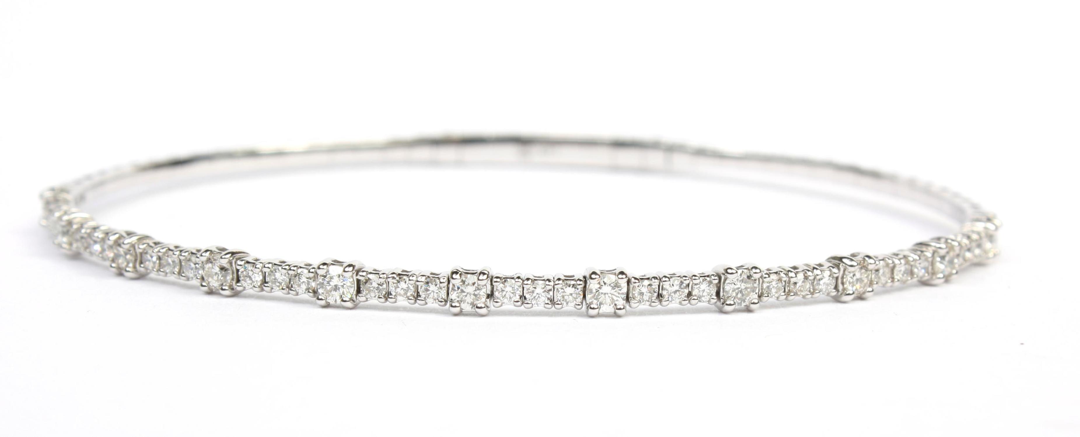 14k White Gold Diamond Flex Bangle Bracelet .93ctw