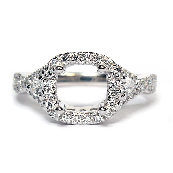 18K White Gold Diamond Semi-Mount Engagement Ring