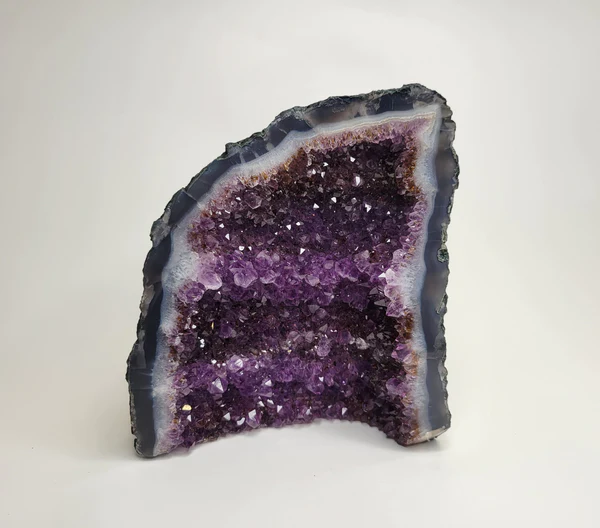 Amethyst Cathedral from Brazil, Cut and Partially Polished Geode (W 6 1/2 X D 3 X H 7 1/2 inches)