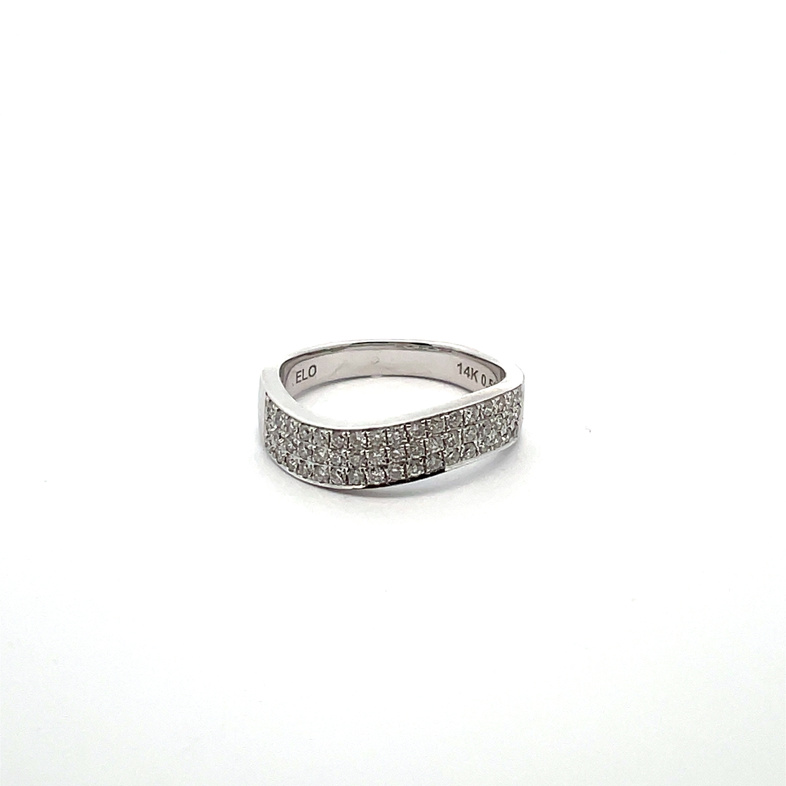 Round Diamond 3-Row Curved LDS Band 