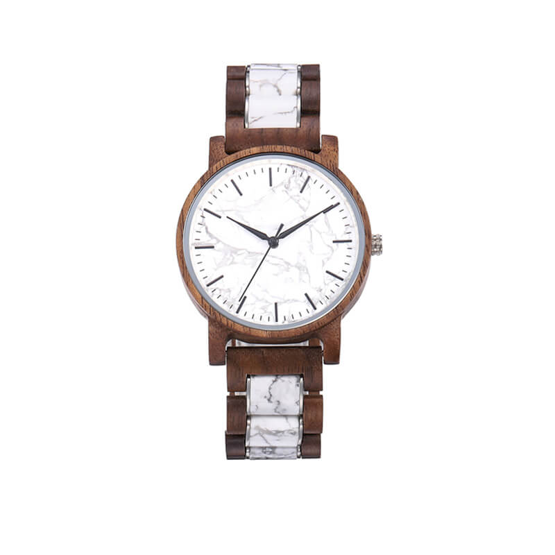 MINIMALIST QUARTZ WOOD AND MARBLE WATCH