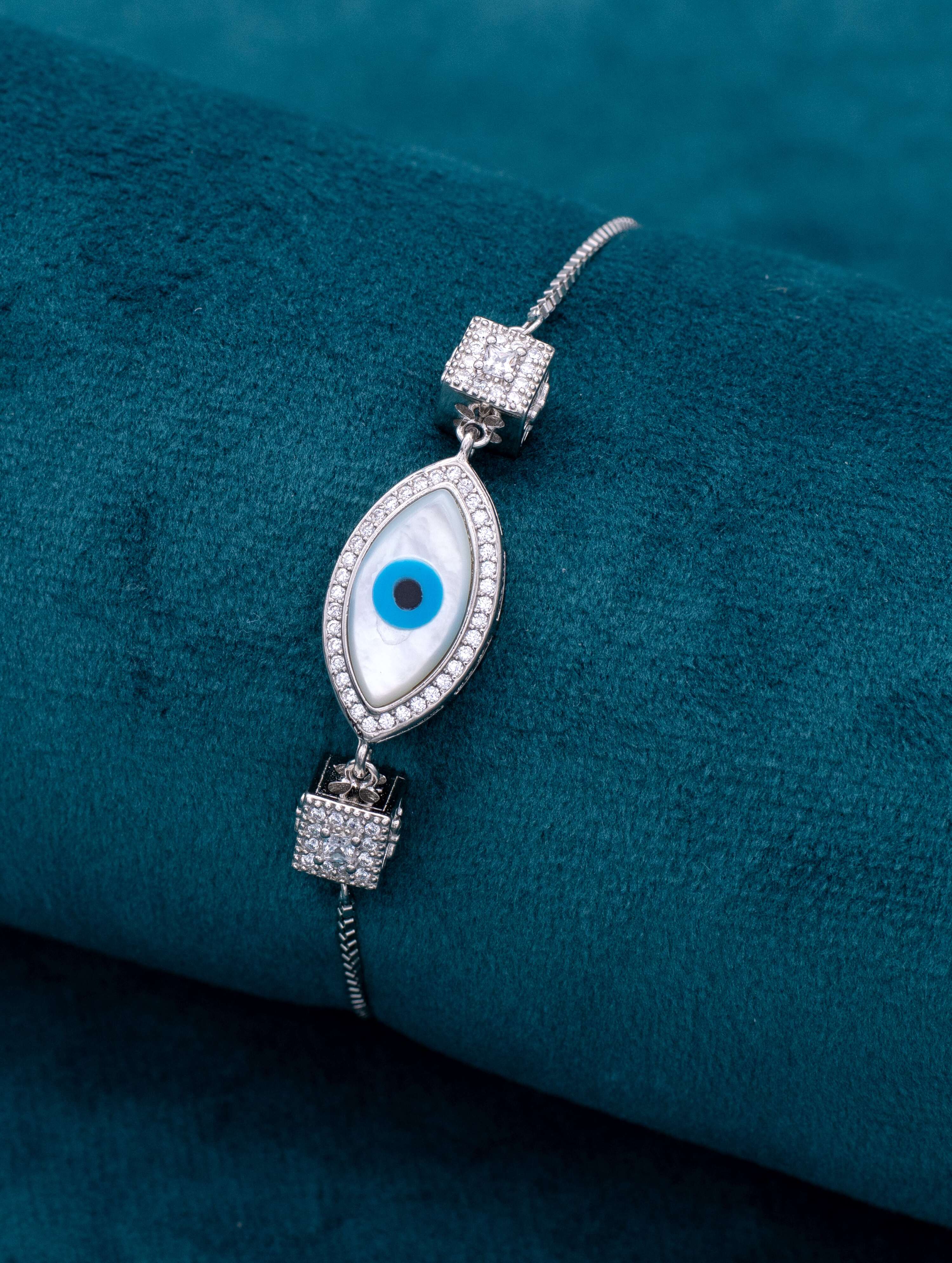 Evil Eye with White Swarovski Zircon Bracelet 