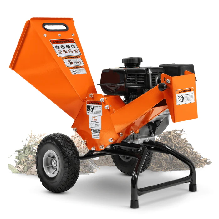 SuperHandy Compact Wood Chipper - 7HP Gas Engine, Adjustable Exit Chute, up to 3