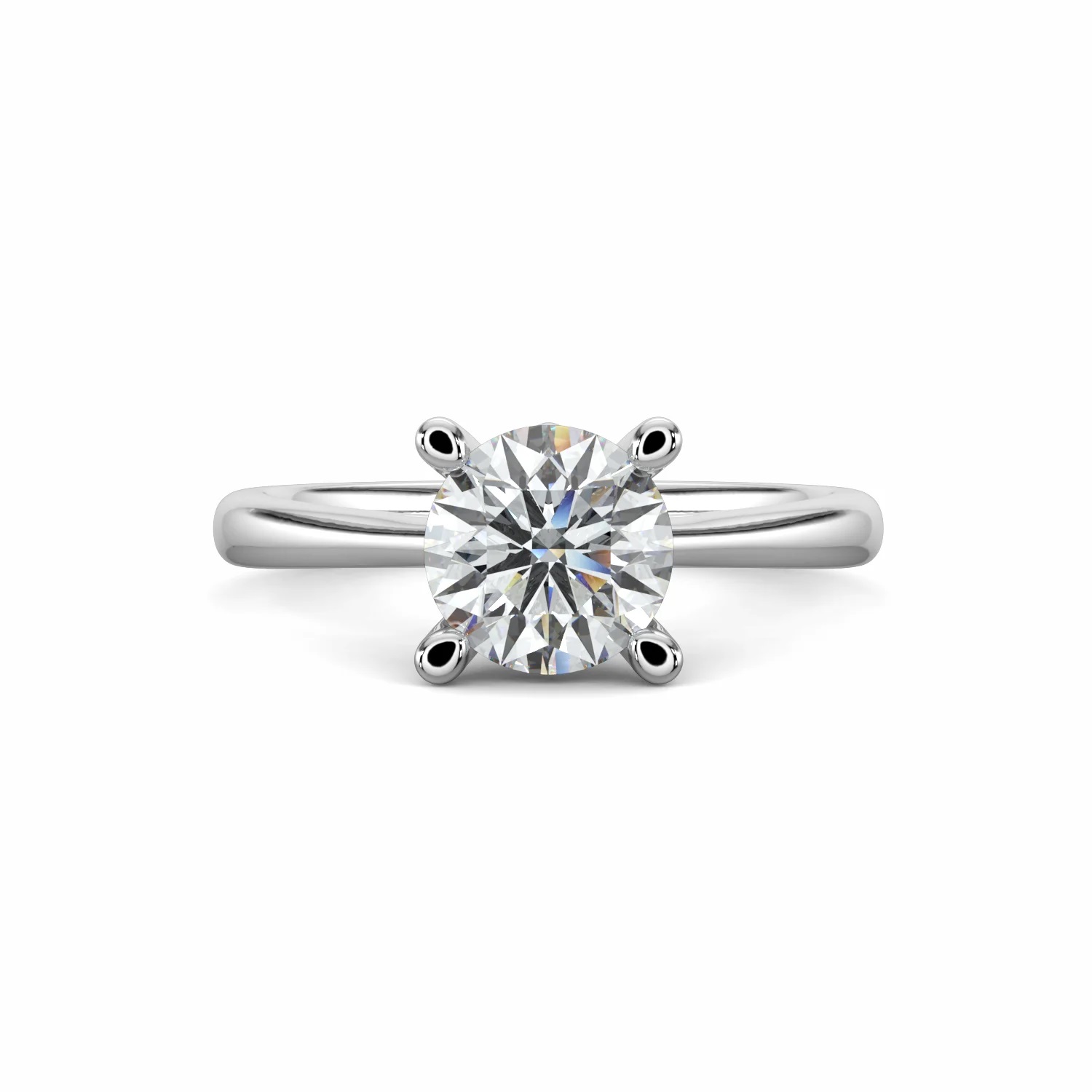 Round Solitaire Natural Diamond Engagement Ring