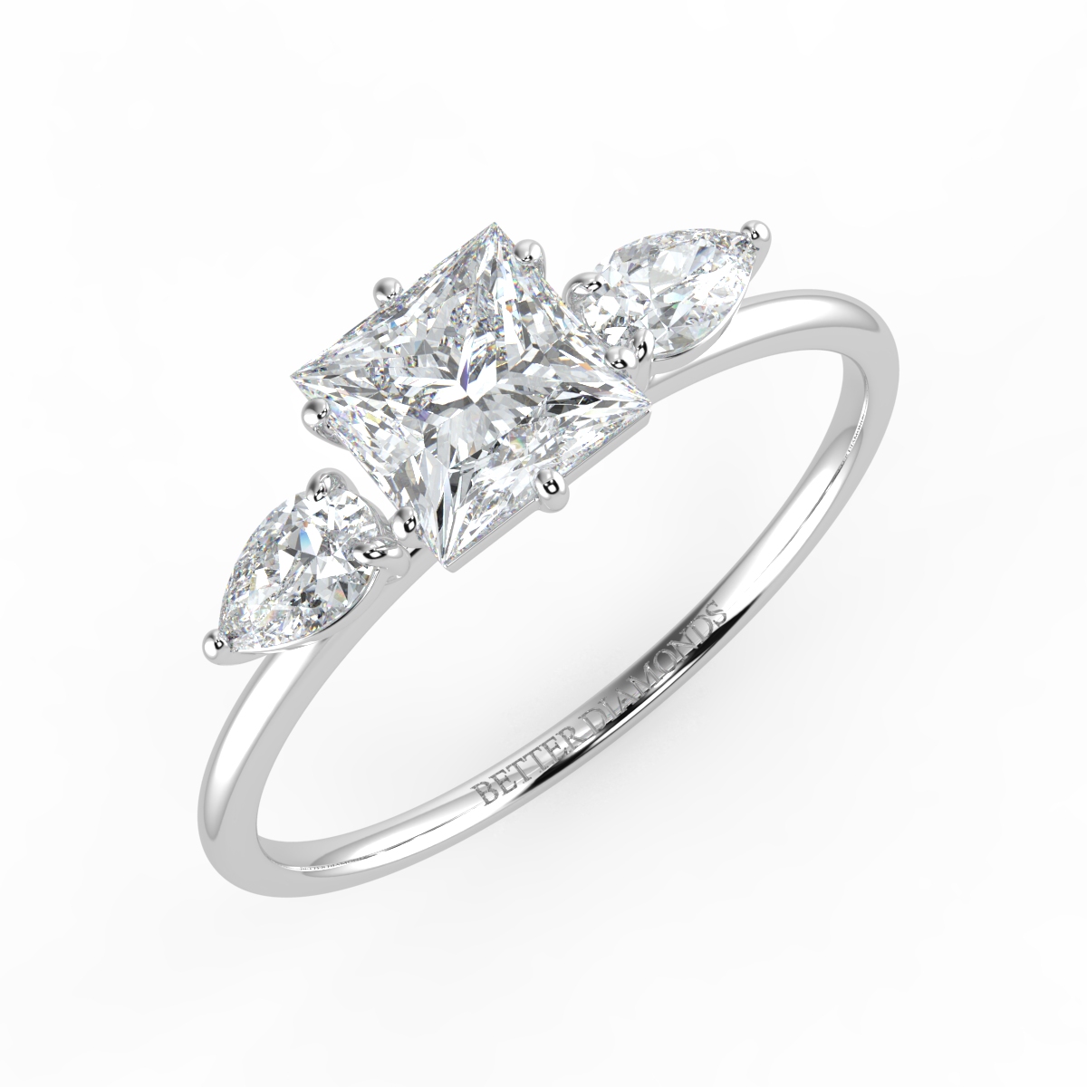 Princess Cut Diamond Trilogy Engagement Ring