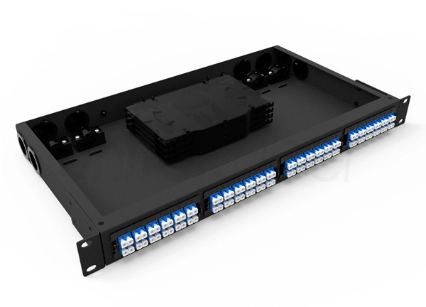 1U Rack Mount Fiber Optic MTP MPO Patch Panel 4 Module MTP to 6 x LC Duplex