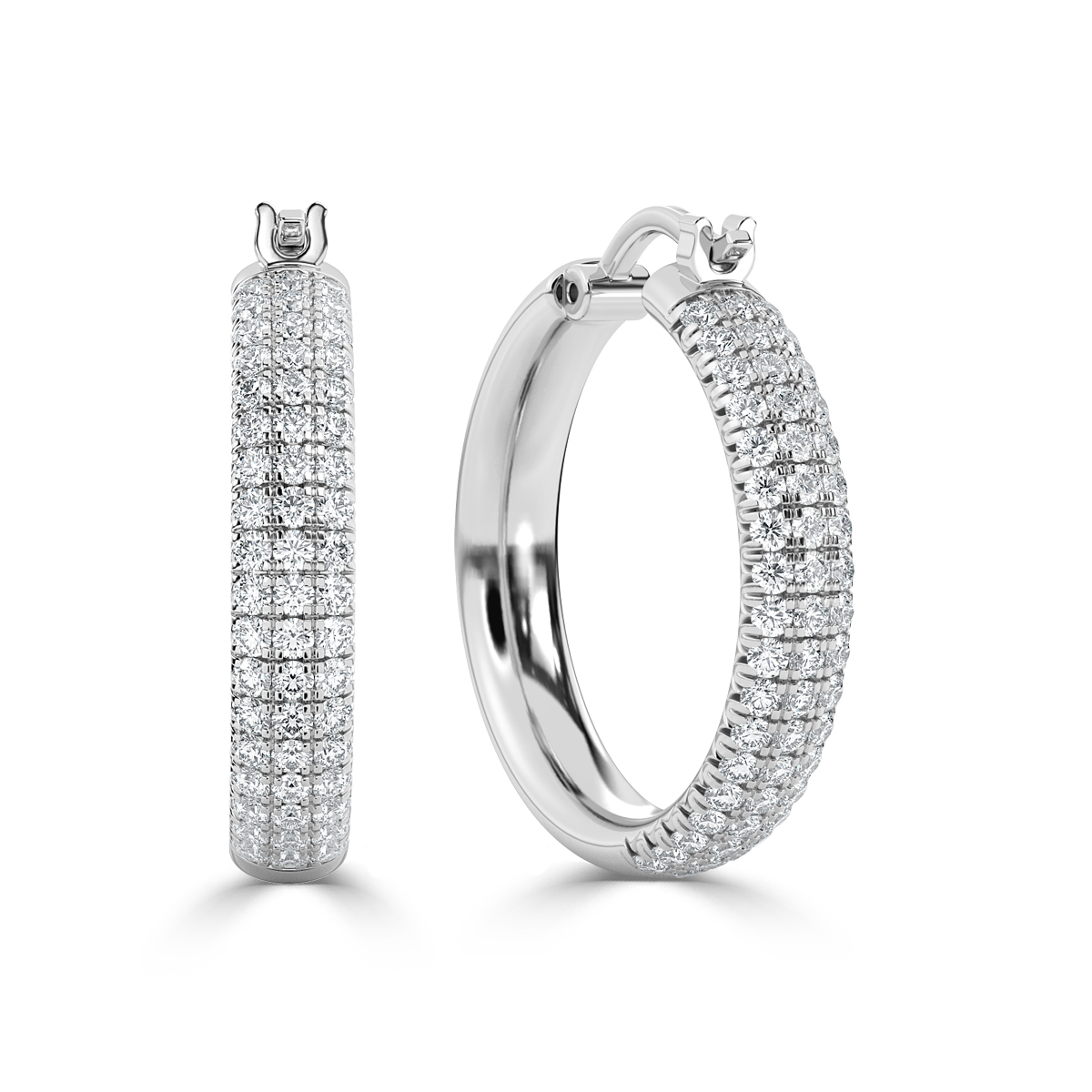 Round Hoop Diamond Earrings