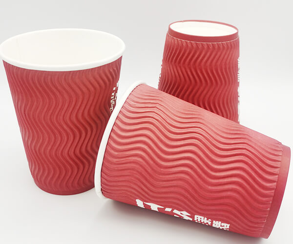 Red Double Ripple Wall Logo Printed Disposable Paper Coffee Cups