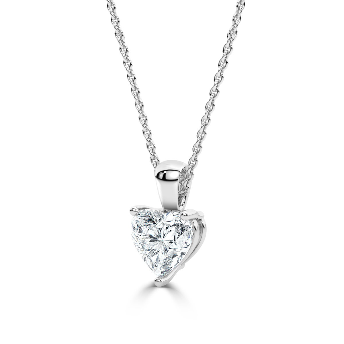 Heart-Shaped Solitaire Diamond Pendant