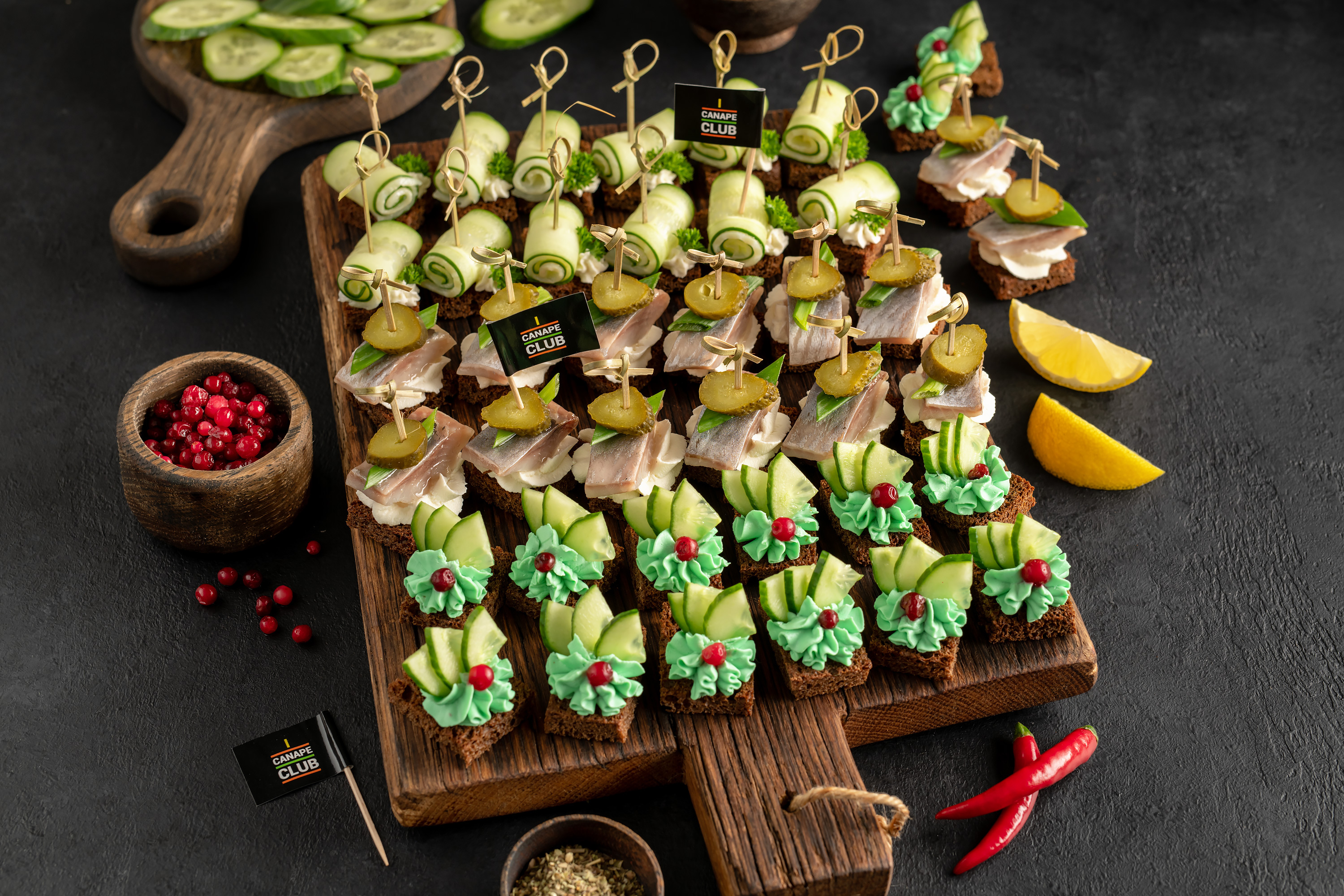 Assorted fish canapes