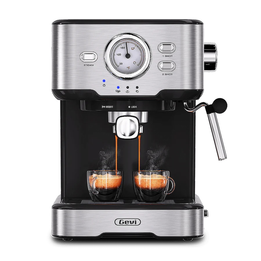 GEVI 2-in-1 Fully Automatic Espresso Machine with Milk Frother Wand and Dual Temperature Control 20 Bar GECME403L-U