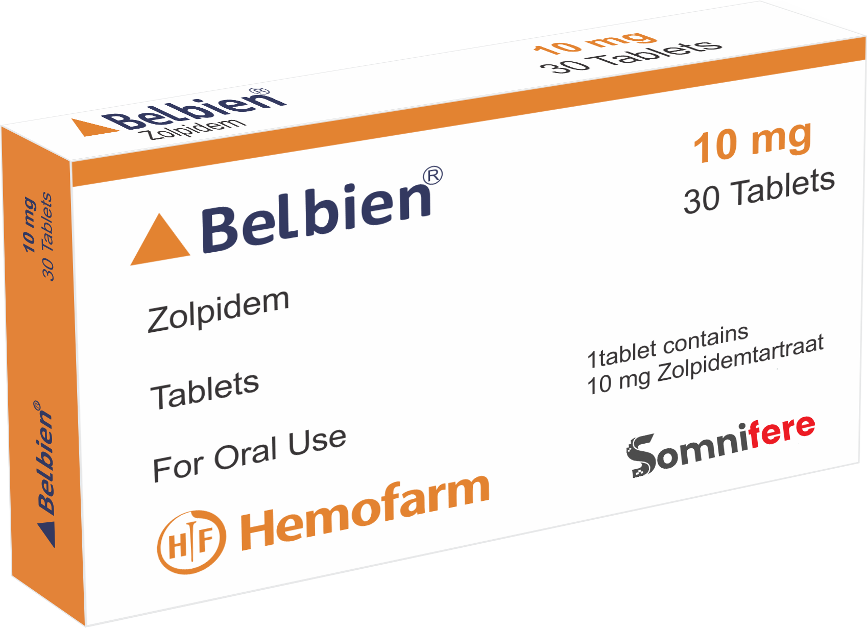  Zolpidemtartraat Belbien 10 MG (30 Comprimés)