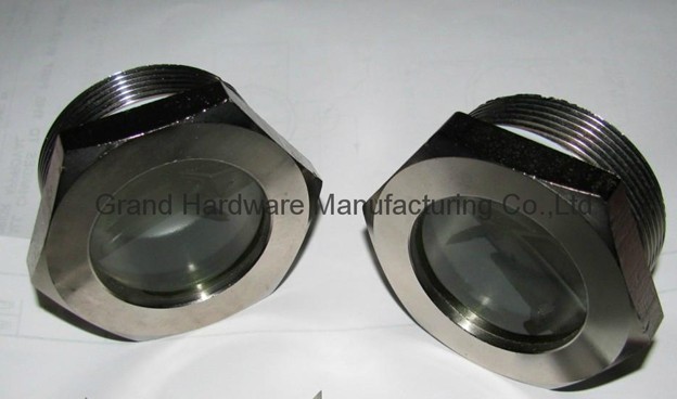 Fused window sights, fused sight windows, Flange fused glass oil sight glass