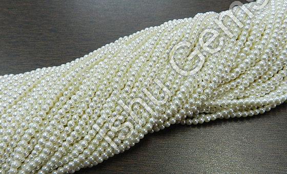 1 Strand White Shell Pearl 4mm Round Beads 