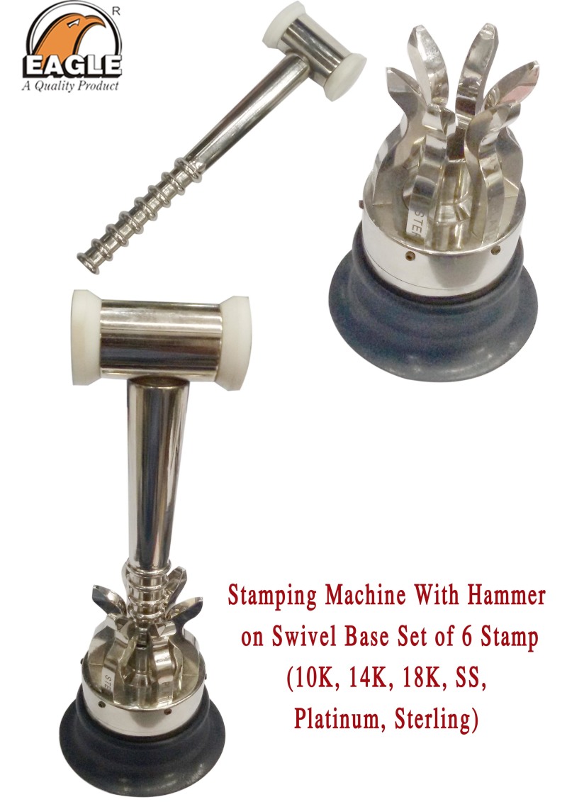 Stamping Machine With Hammer on Swivel Base Set of 6 Stamp - Jewellery Tools In India 