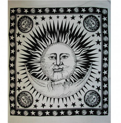 White Sun Face Indian Wall Hanging Tapestry - HandiCrunch.com