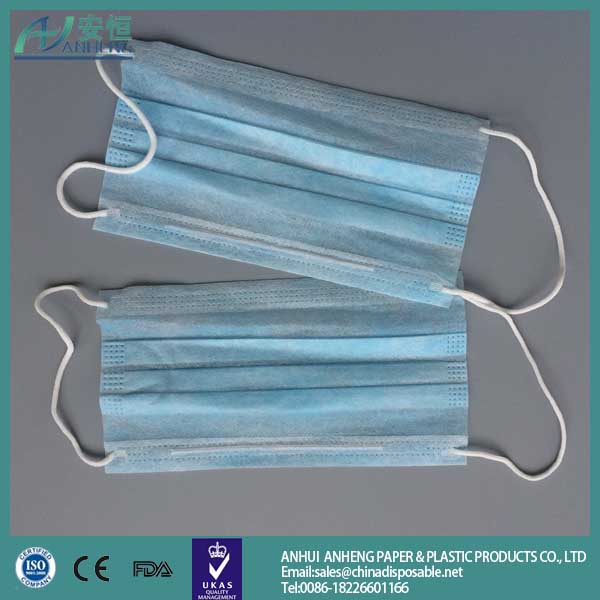 Medical 3ply disposable face mask, disposable mouth mask, non woven face mask