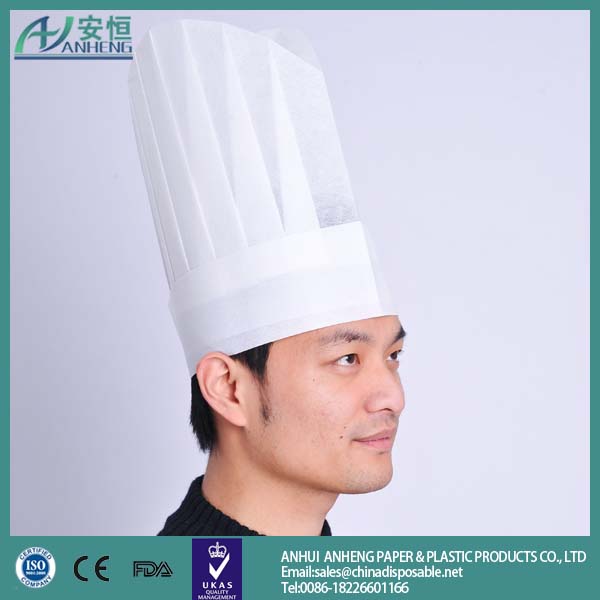 Anheng brand chef hat disposable chef hat non woven and paper material with white color