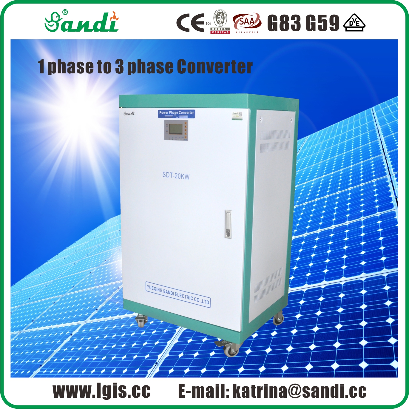 20KW Phase converter single phase power to 3 phase power output