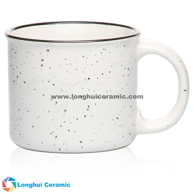 Tin style camper-campfire custom ceramic coffee mug with retro granite design