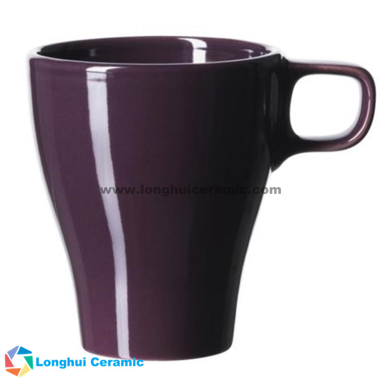 Elegant solid glaze ceramic coffee mug with small handle