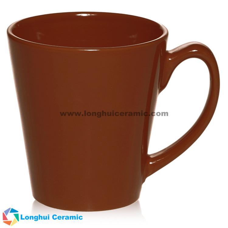 Glossy color glaze ceramic Latte promotional coffee mug