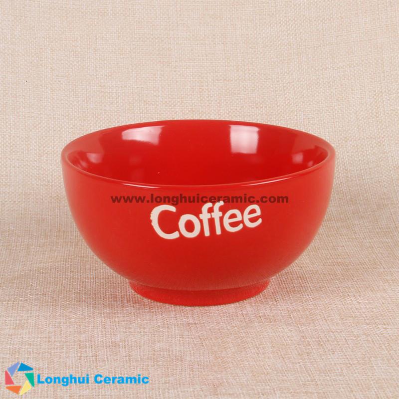 5'' Custom glossy vibrant color ceramic coffee bowl with your logo imprinted