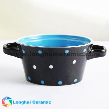 4.8'' color dots printed ceramic soup bowl